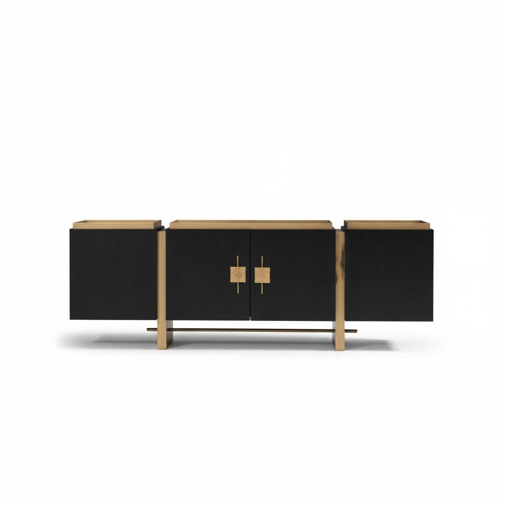 Anrichte Sideboard Schrank Kommode Holz Schwarz Modern Design Gold
