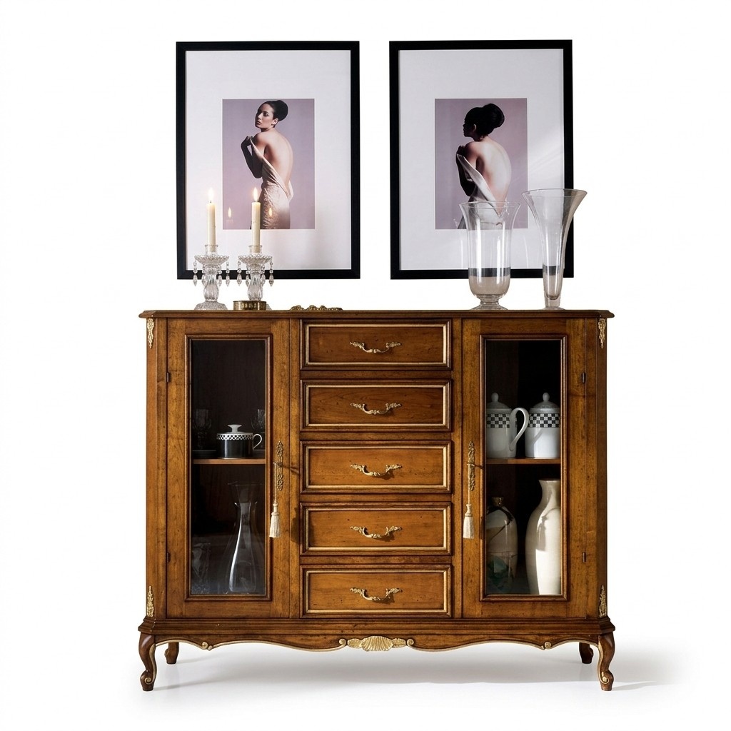 Anrichten Schrank Glas Vitrine Kommode Schränke Barock Stil Möbel Holz Sideboard
