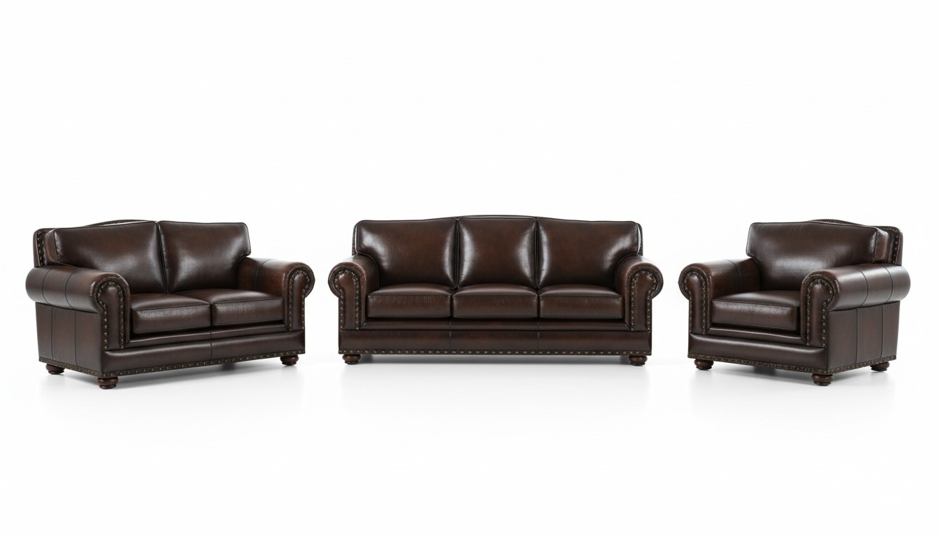 Antik Chesterfield 3+2+1 Leder Sofa Couch Polster 100% Echtes Leder jvmoebel