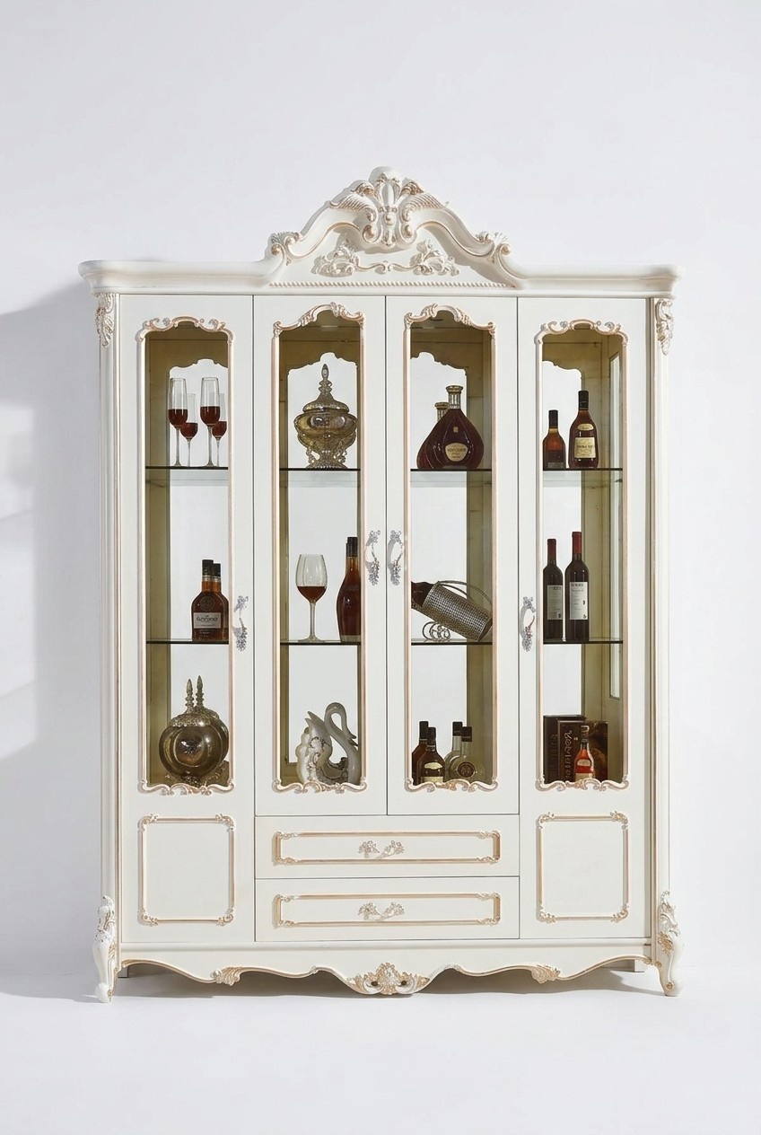Antiker Stil Schrank Barock Glasschrank Schränke Möbel Holz Vitrine