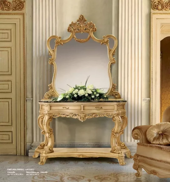 Garnitur Schminktisch Spiegel Konsolentisch Set Beige Schlafzimmer