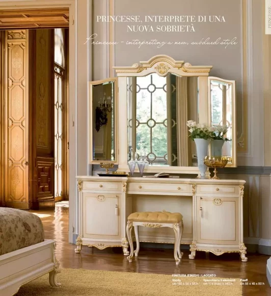 Schminktisch Spiegel Frisiertisch Konsolentisch Beige Luxus Holz Set