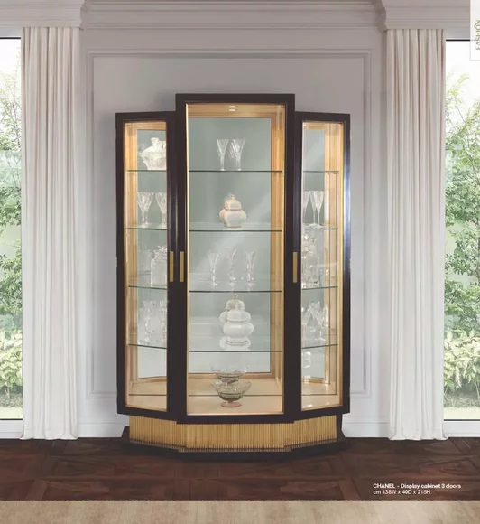 Vitrine Schränke Vitrinen Luxus Schrank Wohnzimmer Holz Schwarz Gold