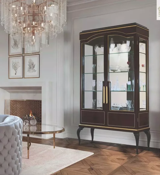 Luxus Vitrine Schränke Braun Vitrinen Schrank Wohnzimmer Holz Glas