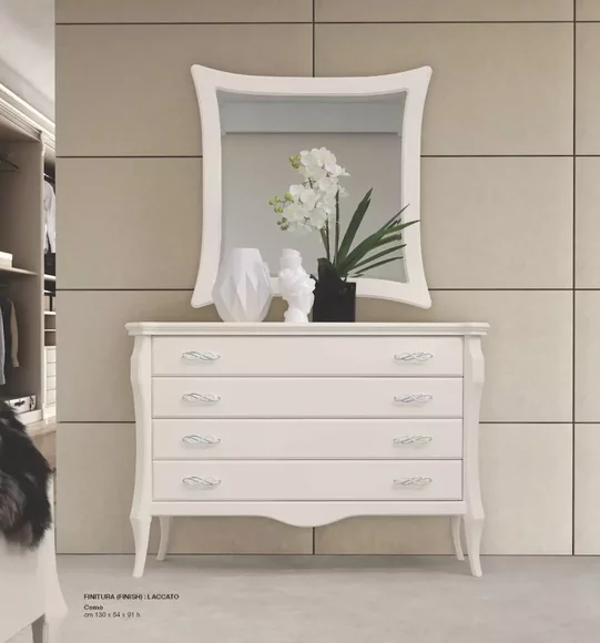 Garnitur Kommode Spiegel Sideboard Schränke Schlafzimmer Weiß Luxus