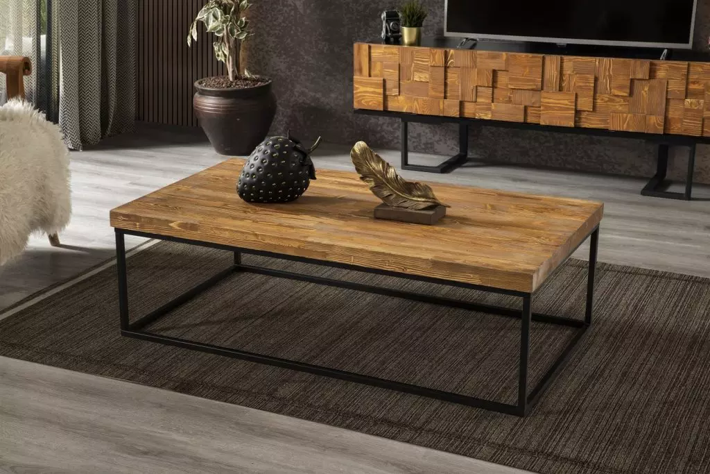 Moderner Holz Couchtisch Wohnzimmer Möbel Ablagetisch Massivholz Loft