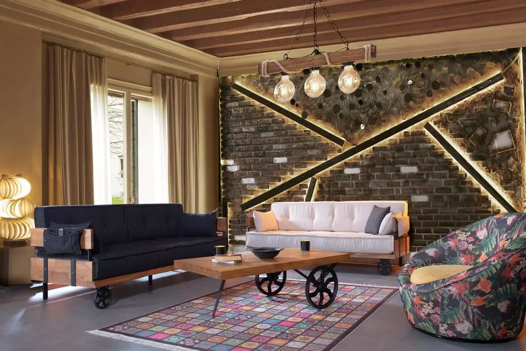 Luxus Sofa Couch Polster Möbel 3+3 Sitz Garnitur mit Couchtisch Loft