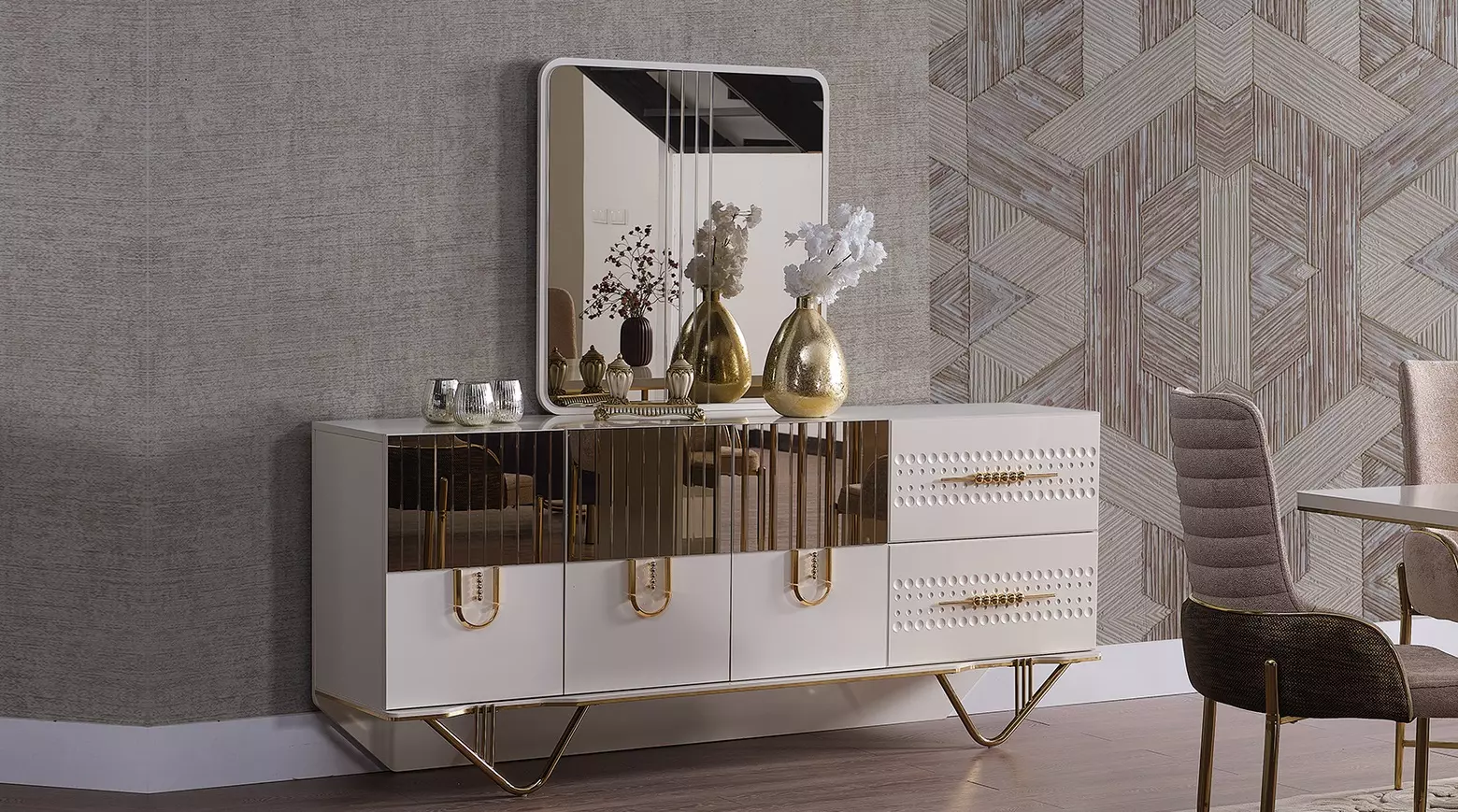 Anrichte Schrank Hochglanz Möbel Holz Luxus Kommode Sideboard