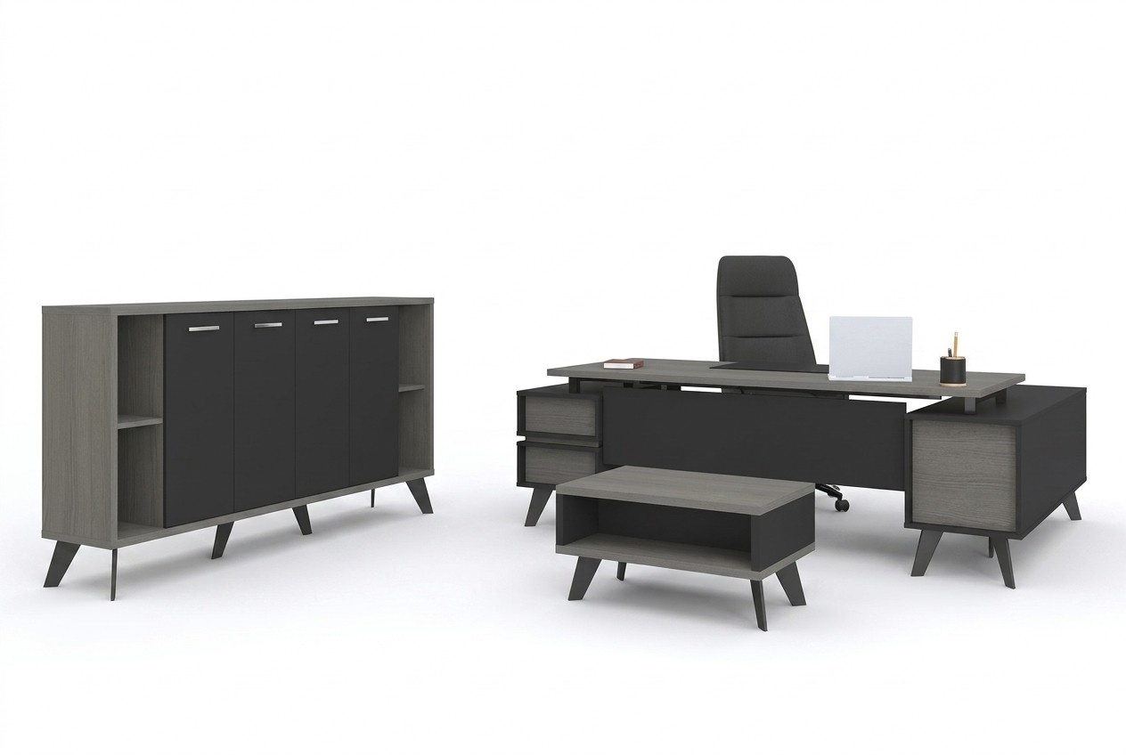 Arbeitszimmer Büro Möbel Schreibtisch Couchtisch Aktenschrank 3tlg Set