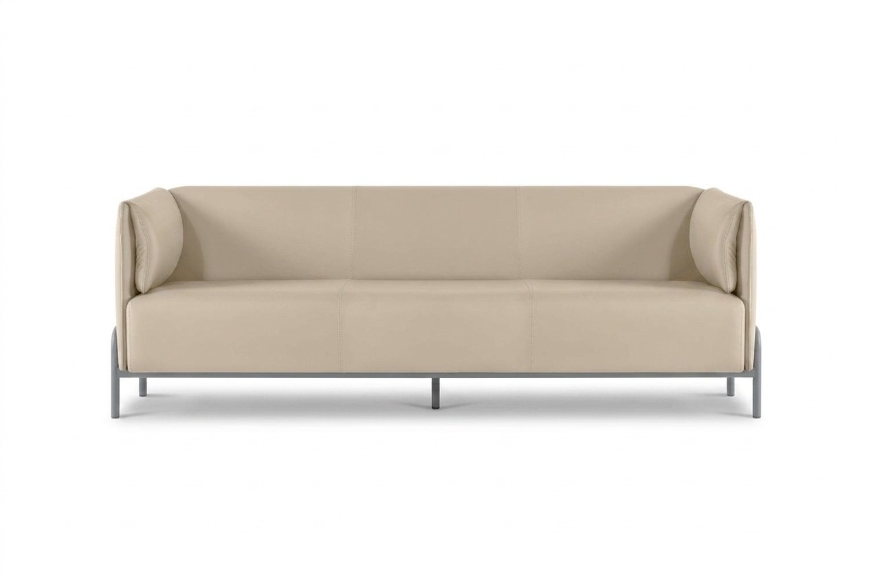 Arbeitszimmer-Set 3-Sitzer Sofa Beige Modern Design Wohnzimmer Kissen
