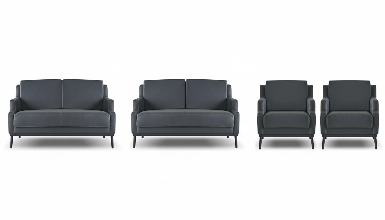 Arbeitszimmer-Set 4tlg 2x S-Sitzer 2x Sessel Dunkelgrau Einfarbig Modern