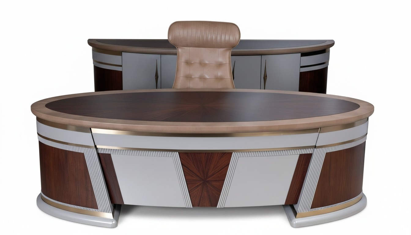Arbeitszimmer-Set aus Holz in warmem Braun modern elegant