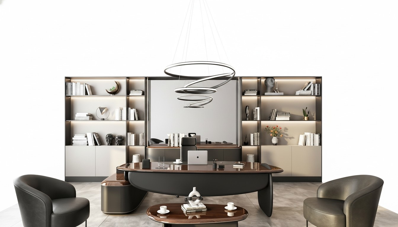 Arbeitszimmer-Set aus Holz in Braun modern stilvoll