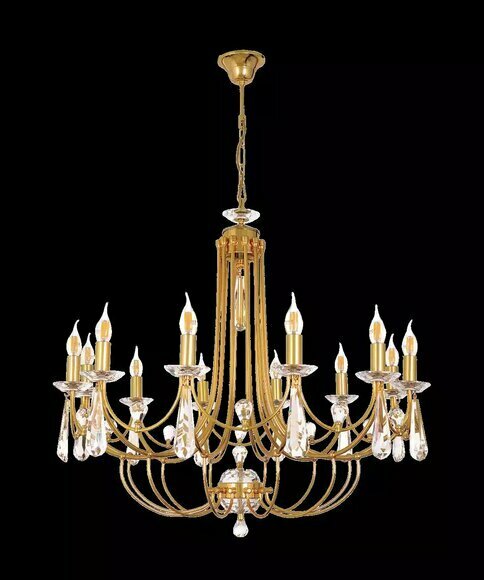 Luxus Crystal Lüster Deckenlampe Kronleuchter Deckenleuchter Gold Art