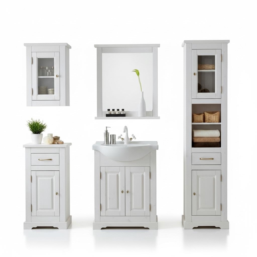 Badezimmer Waschbecken Badmöbel Set Badmöbelset 5tlg. Zimmer Design Badmöbelsets