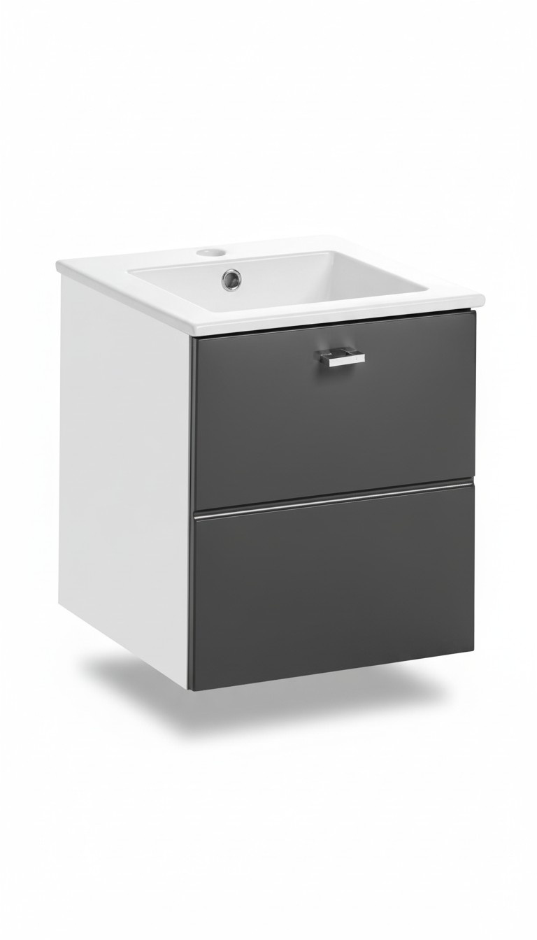 Badmöbel Set 40cm Waschbecken mit Unterschrank Waschtisch Schublade Hängeschrank