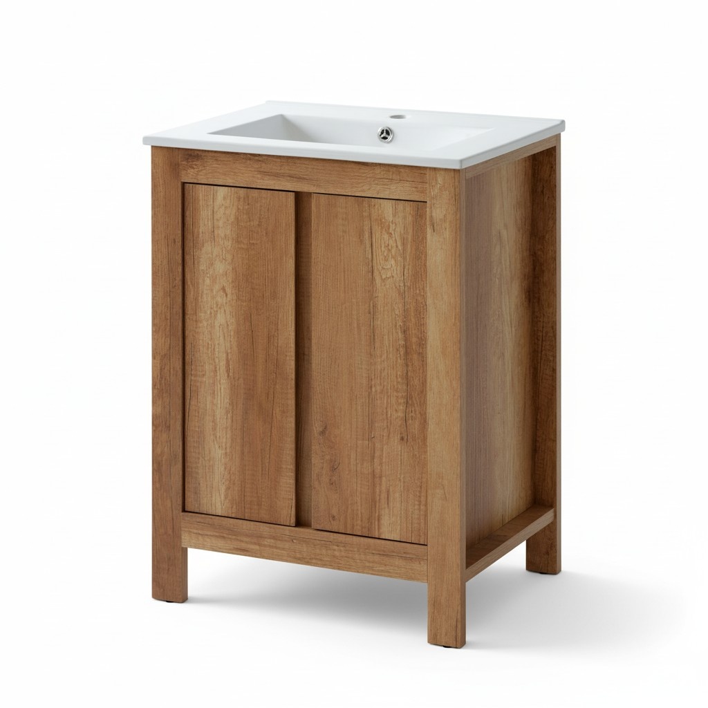 Badmöbel Set 60cm Waschbecken mit Unterschrank Waschtisch Schublade Hängeschrank