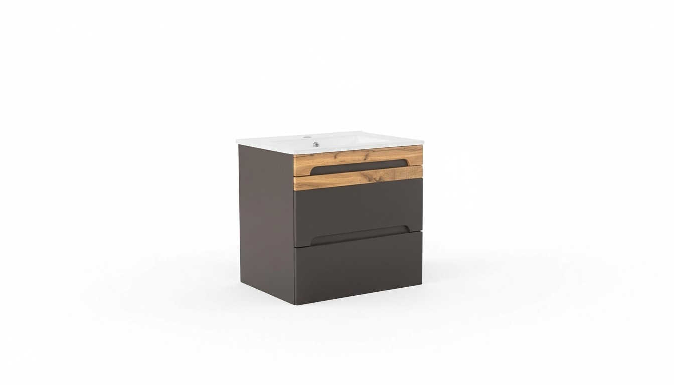 Badmöbel Set 60cm Waschbecken mit Unterschrank Waschtisch Schublade Hängeschrank