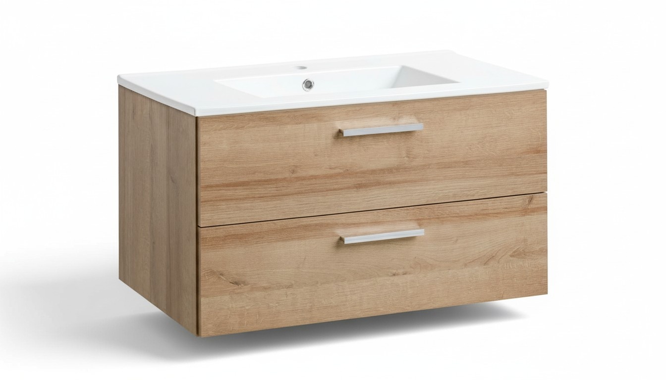 Badmöbel Set 80cm Waschbecken mit Unterschrank Waschtisch Schublade Hängeschrank