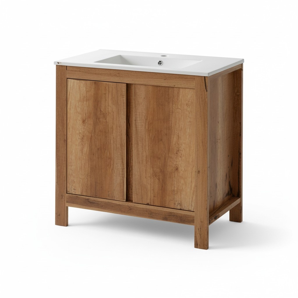 Badmöbel Set 80cm Waschbecken mit Unterschrank Waschtisch Schublade Hängeschrank