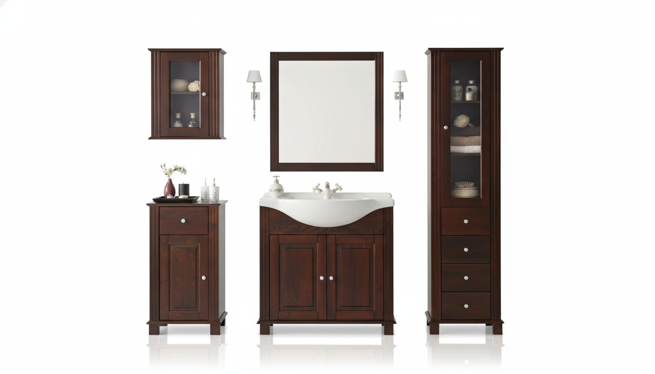 Badmöbel Set Badmöbelset Badezimmer Waschbecken 5tlg. Zimmer Design Badmöbelsets