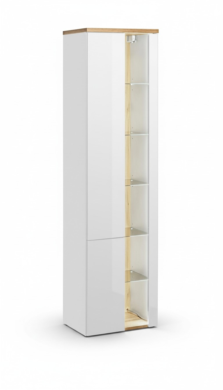 Badschrank Badezimmer Hochschrank Regal Badmöbel Regale Bad Spiegel 45x33x170cm