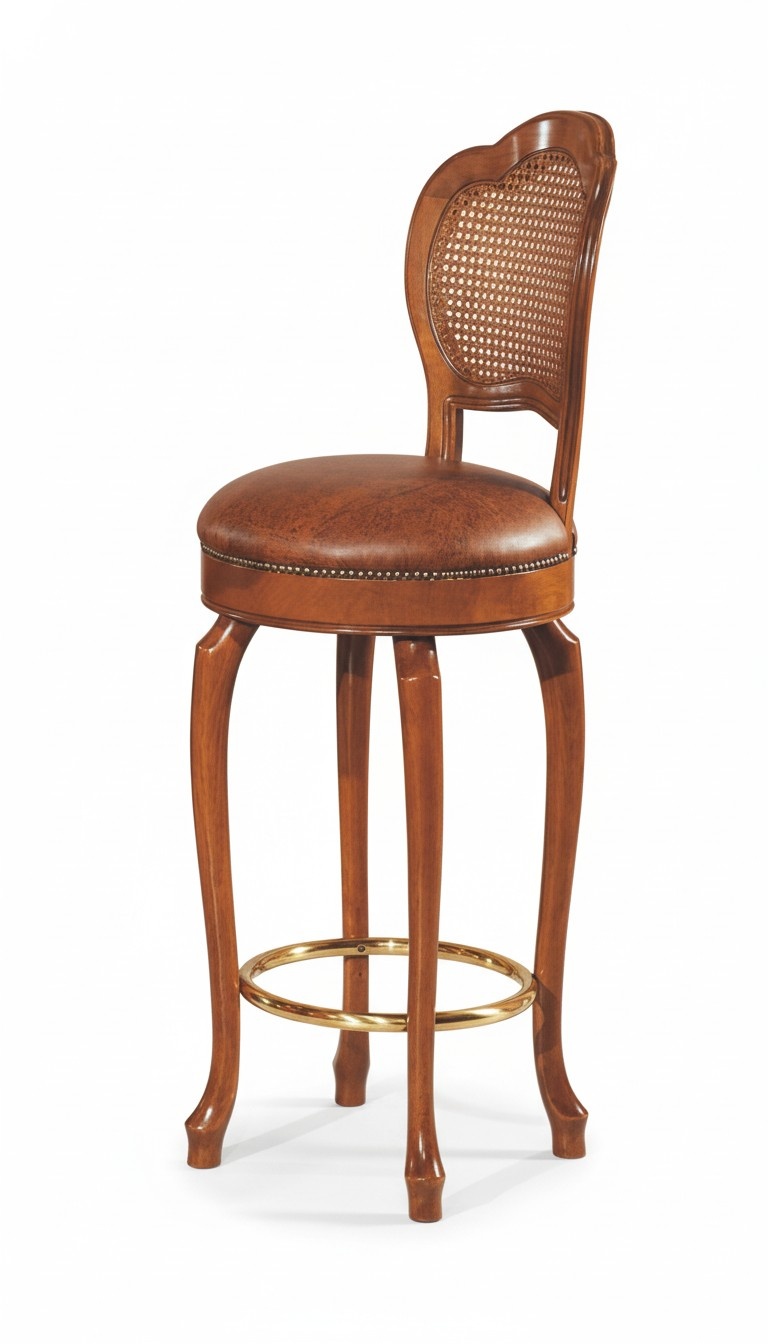 Barhocker Design Hocker Thekenhocker Bar Stuhl braun Leder Luxus Polsterung Bars