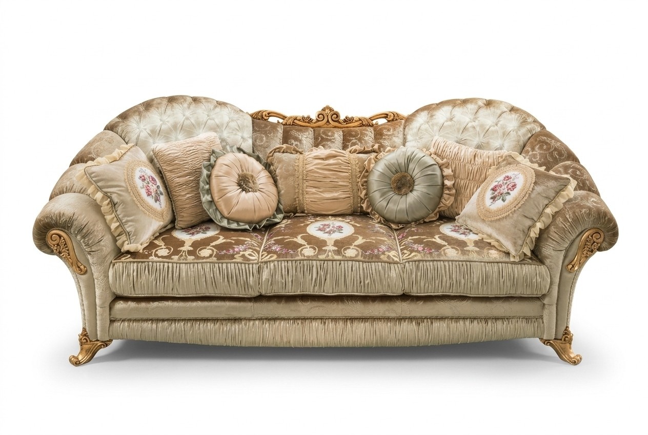 Barock Rokoko 3 Sitzer Couch Textil Sofa Couchen Luxus Design Italienische Möbel