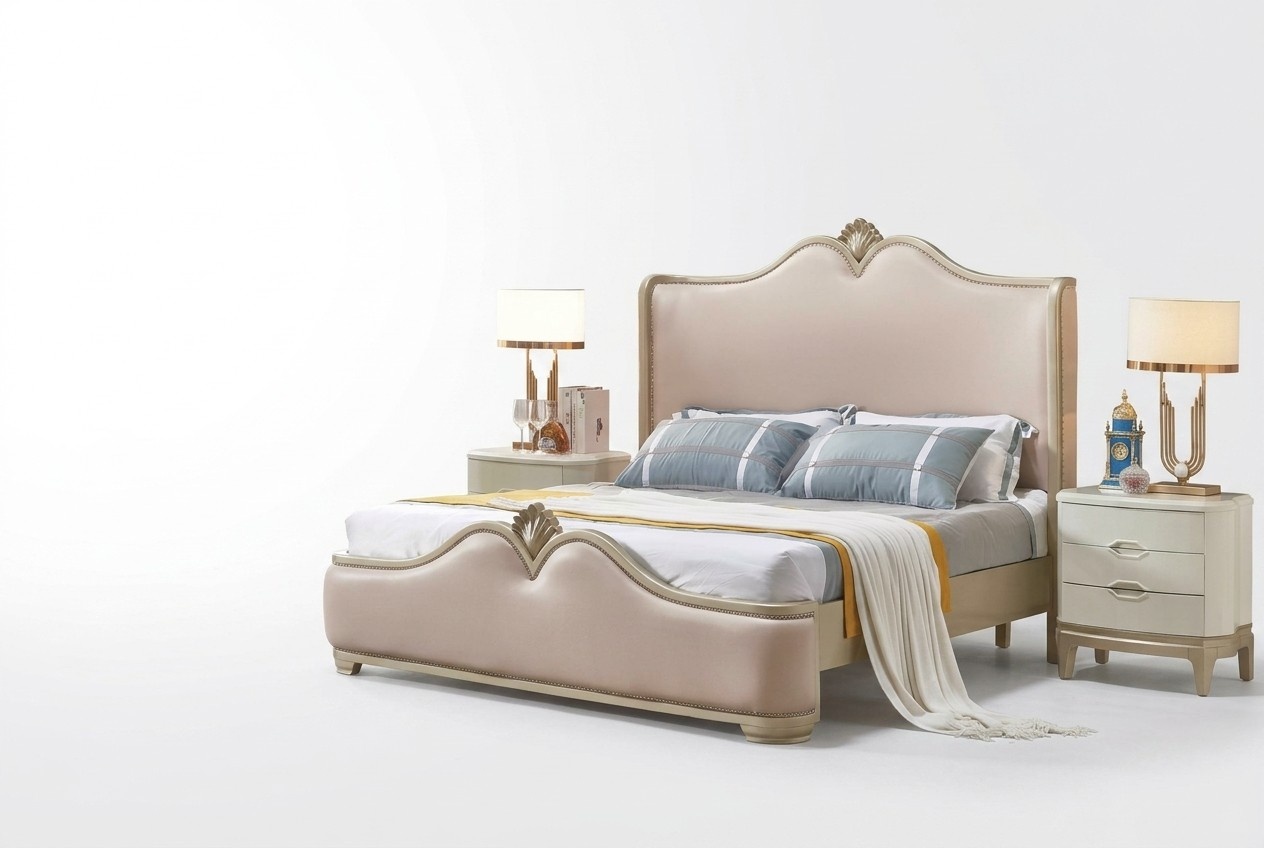 Barock Schlafzimmer Set Bett 180x200cm Nachttische 2x Holz Klassische