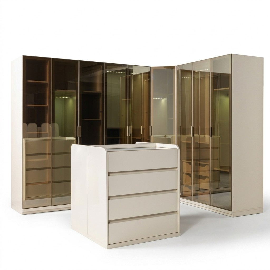 Begehbarer Kleiderschrank Eckschrank Module mit Insel modern Schlafzimmer