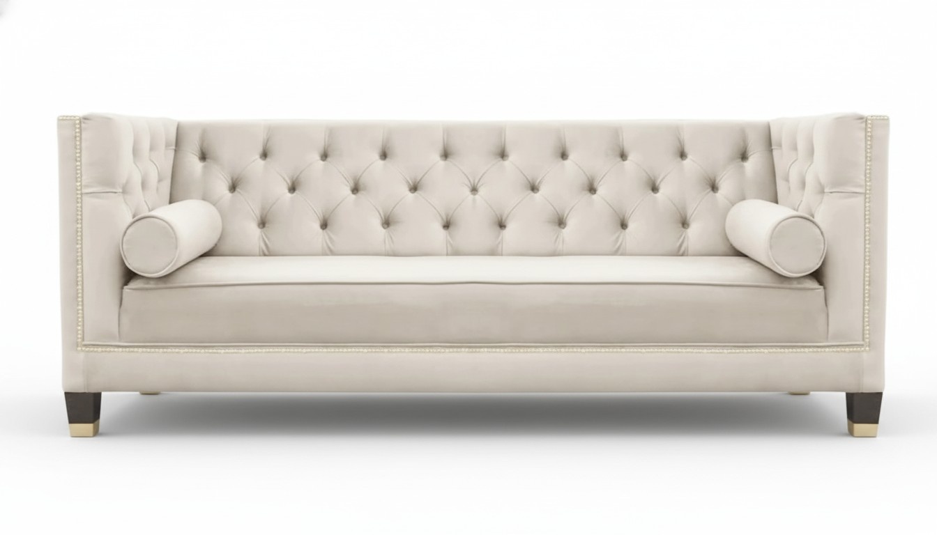 Beige Chesterfield Wohnzimmer Modern Design Couchen Sofa Möbel Stoff Sofas Neu