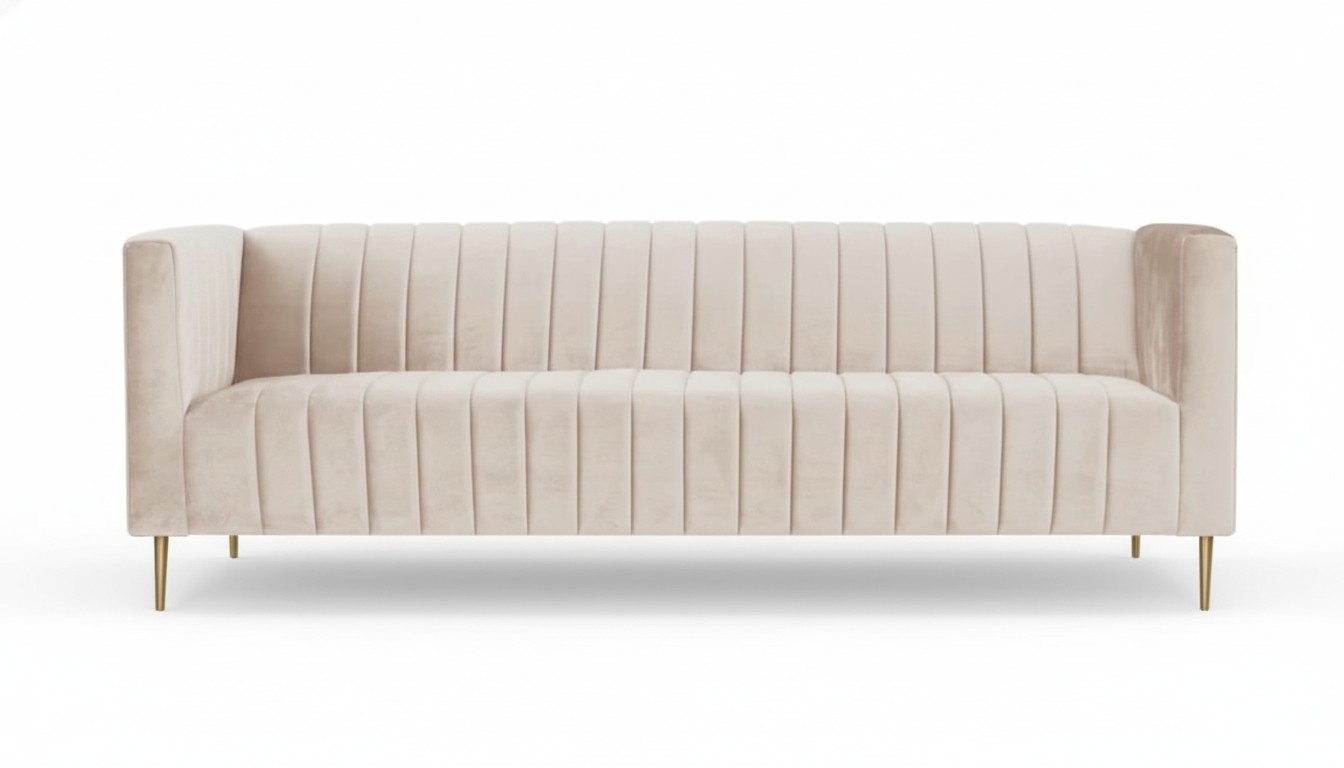 Beige Dreisitzer Sofa Stoff Polster Wohnzimmer Design Couchen Sofas Neu Modern