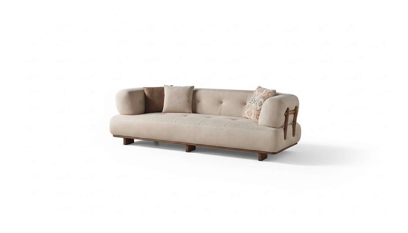 Beige Wohnzimmer Polstercouch Designer Dreisitzer Sofa Edle Sitzmöbel