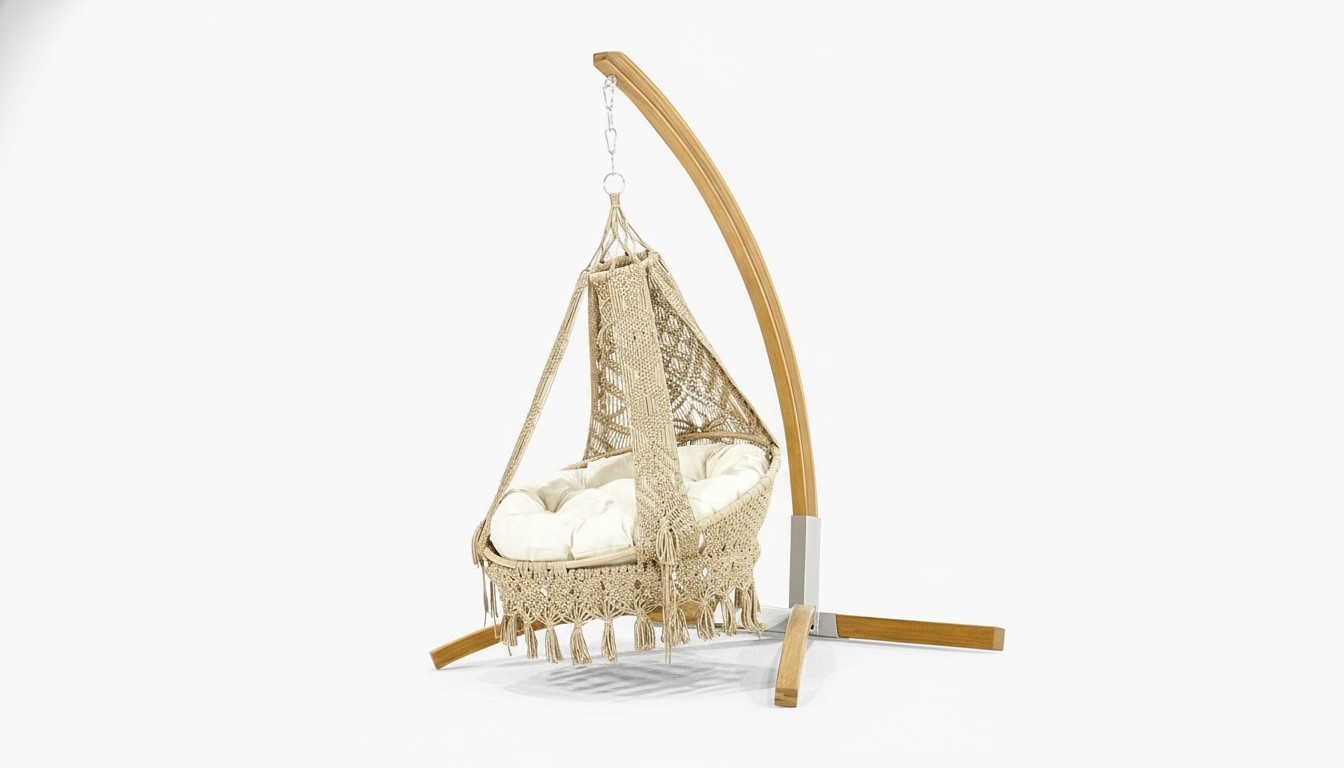 Beiger Hängesessel Luxuriöse Gartenmöbel Schwingsessel Robuste Möbel