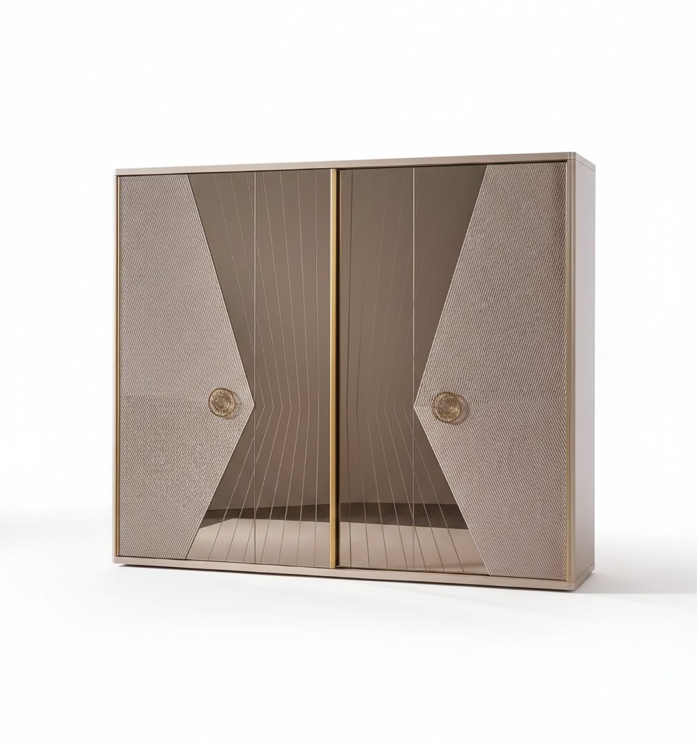 Beiger Kleiderschrank Holzschränke Schlafzimmer Möbel Edelstahlschrank