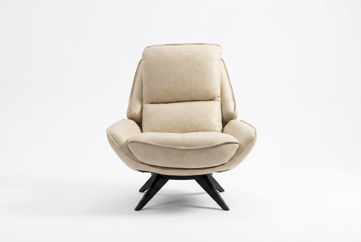 Beiger Ledersessel Wohnzimmer Clubsessel Designe Einsitzer Edle Möbel