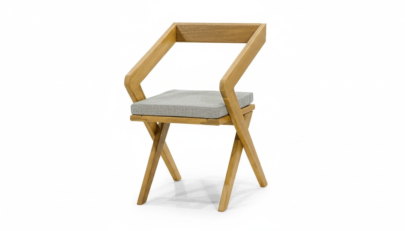 Beiger Robuster Outdoor Stuhl Einzelstuhl Holzmöbel Terrassen Stühle