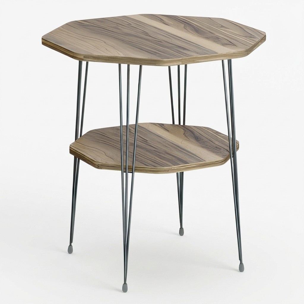 Design Couchtisch Oktagon mit Hocker Set Metallbeine