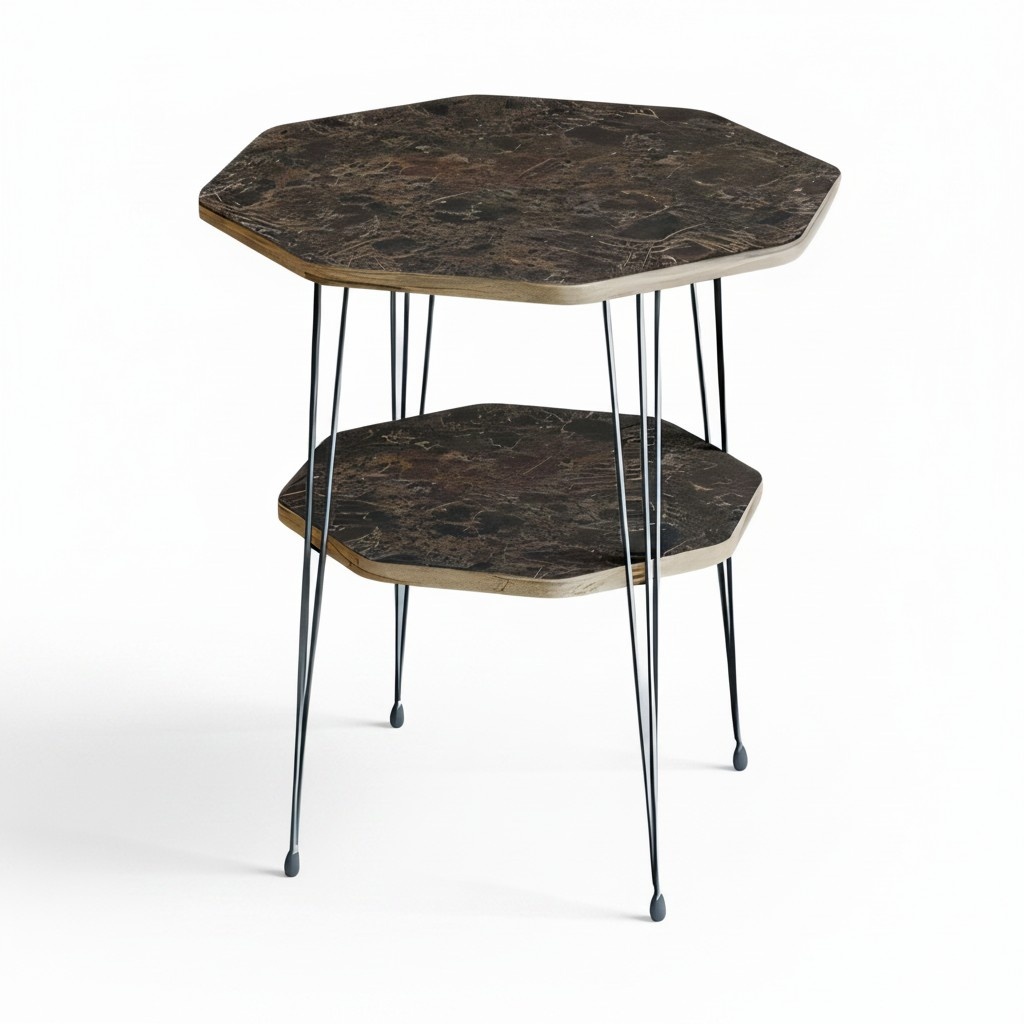 Design Couchtisch Rund mit Hocker Set Goldene Beine