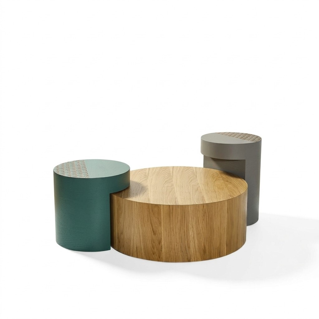 Beistelltisch Couchtische Kaffeetisch Rund Tische Braun Luxus Tisch 3tlg