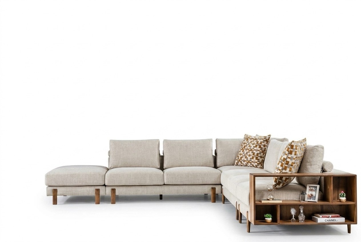 Bequem Beige Ecksofa L-Form Modern Textil Sofa Wohnzimmermöbel Eckgarnitur