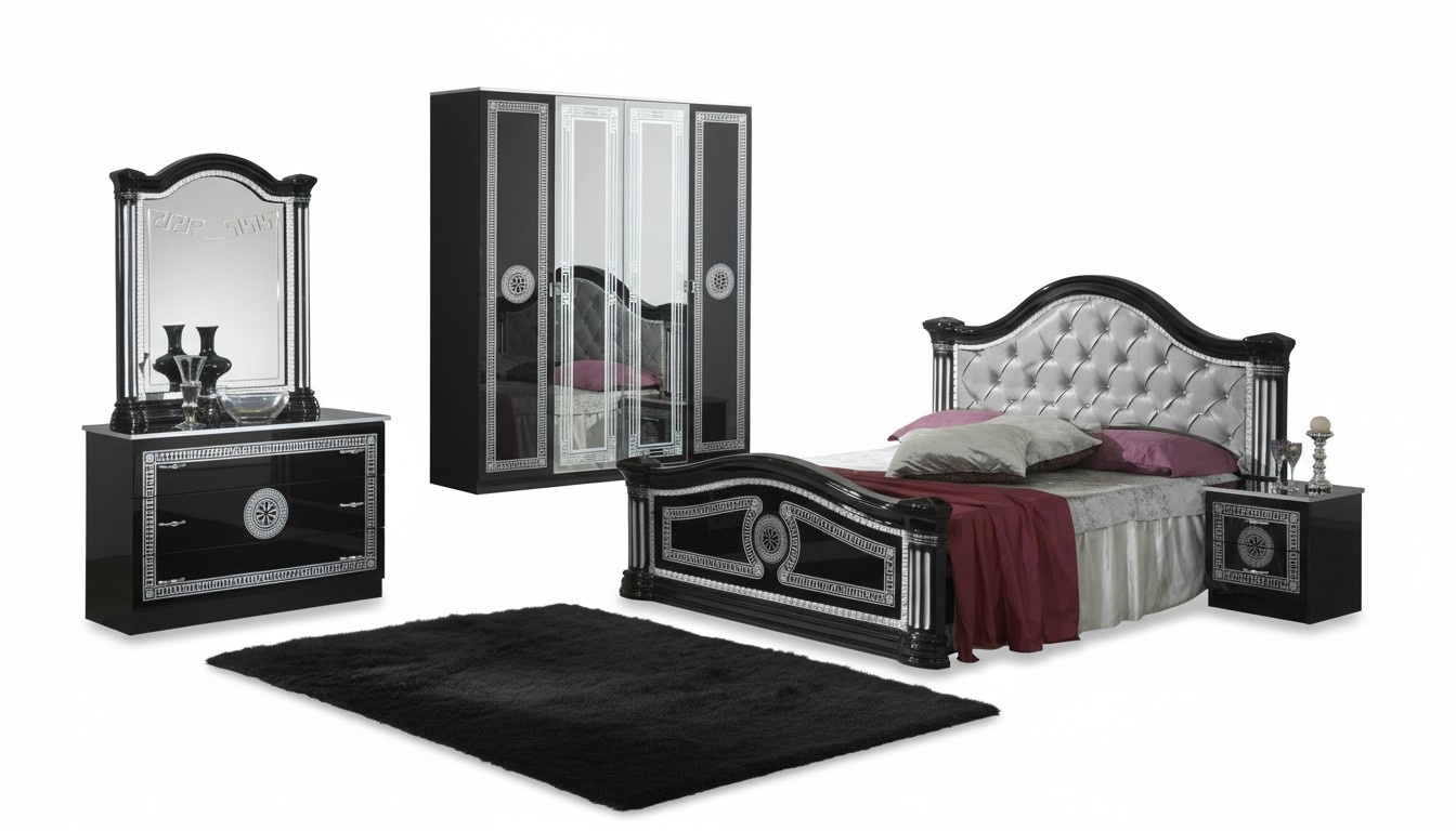 Bett 2x Nachttisch 3tlg. Schlafzimmer Set Design Luxus Schlafzimmer Chesterfield