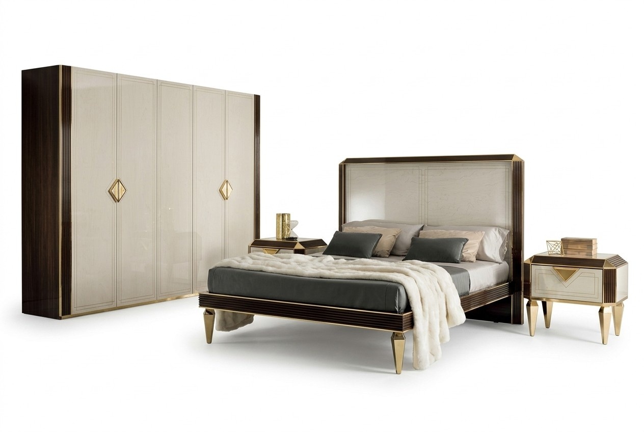 Bett 2x Nachttisch 3tlg. Schlafzimmer Betten Luxus 180x200 Zimmer arredoclassic