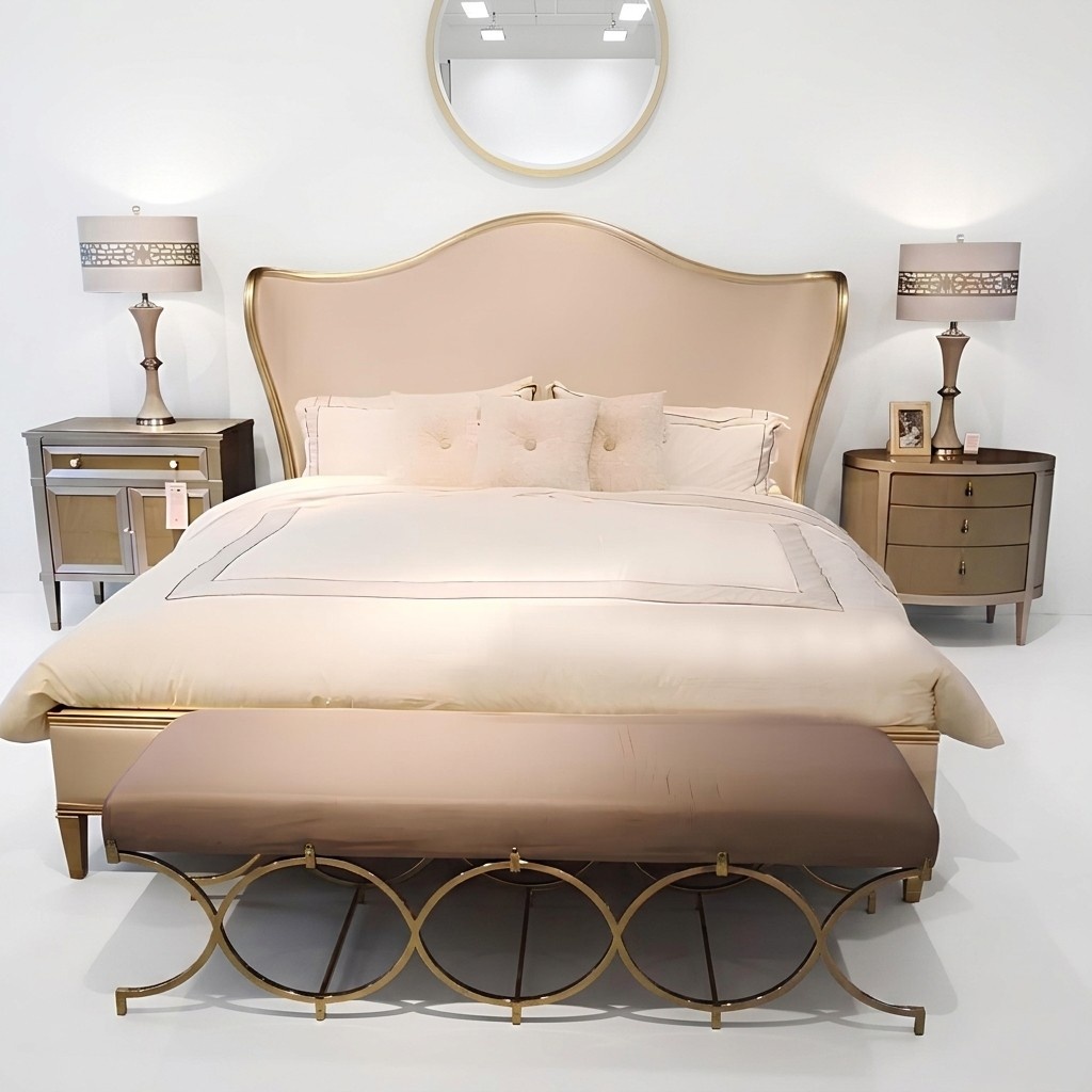 Bett 2x Nachttisch 3 tlg. Schlafzimmer Set Designer Luxus Gruppe Garnitur Neu