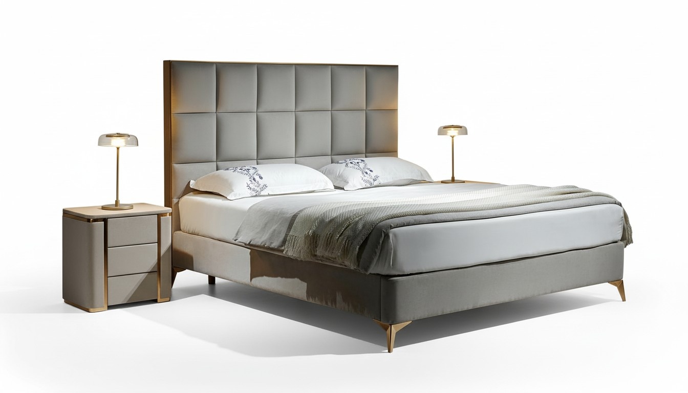 Bett 2x Nachttisch 3 tlg. Schlafzimmer Set Designer Luxus Gruppe Neu Garnitur