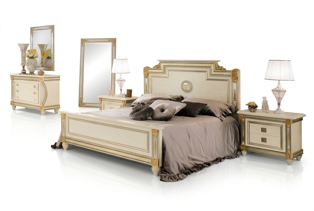 Bett 2x Nachttisch Design Schlafzimmer 3tlg. Klassischer Luxus Betten Set Möbel
