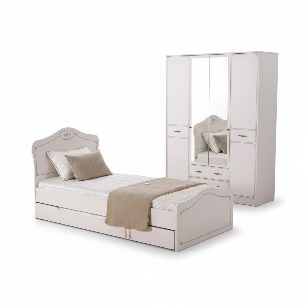 Bett Ausziehbares Funktionsbett Kinderbett Bettrahmen Weiß Holz Betten