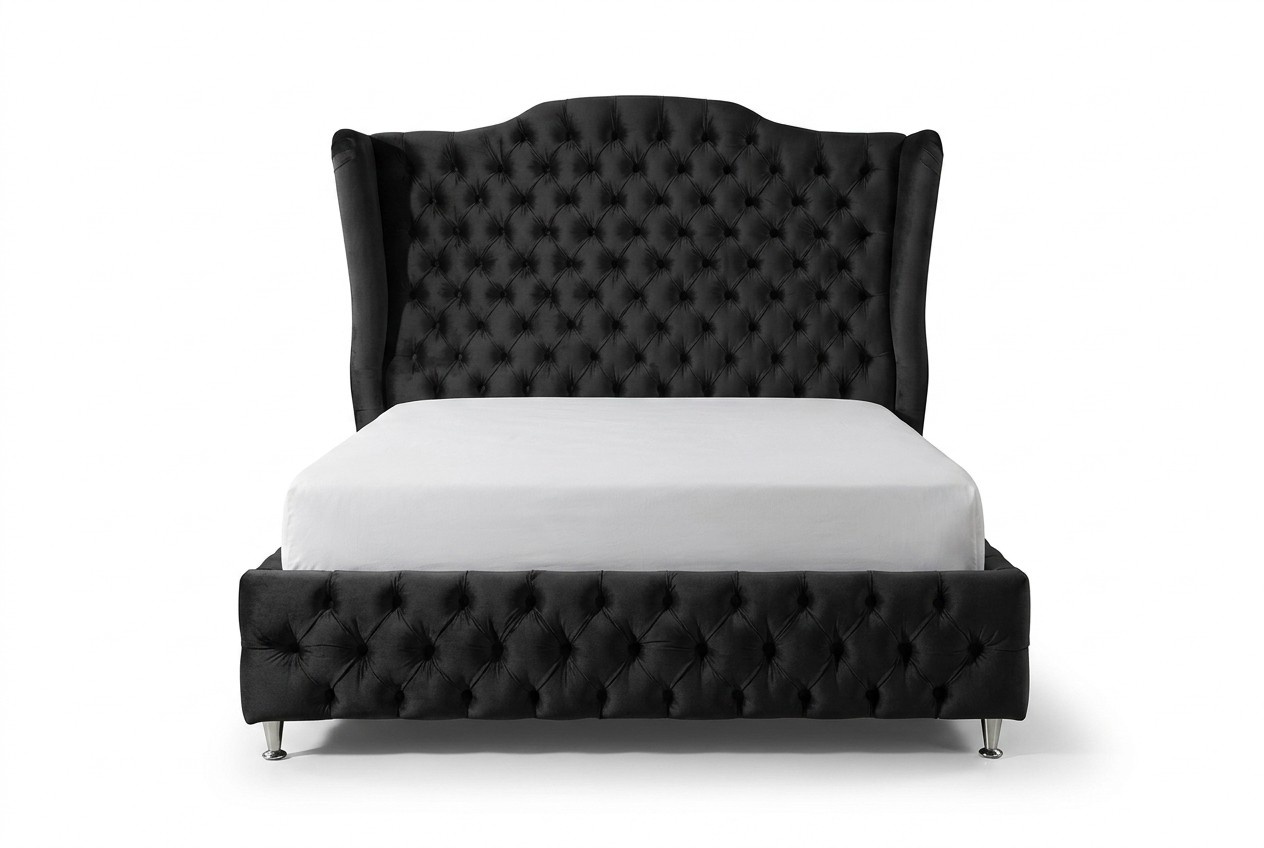 Bett Chesterfield Polsterbett Luxus Schlafzimmer Design Betten Textil Samt Neu