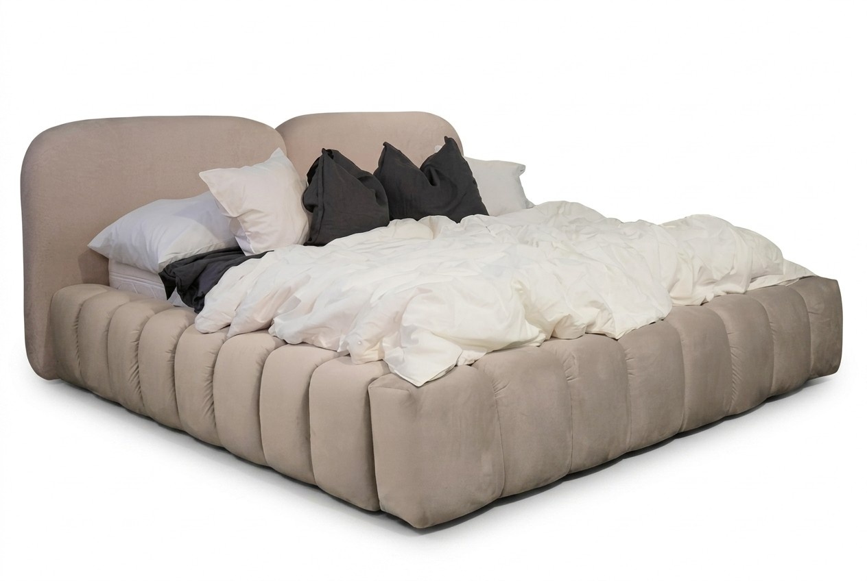 Bett Doppelbett Schlafzimmer 180сm Matratze Beige moderner Stil Hochwertig