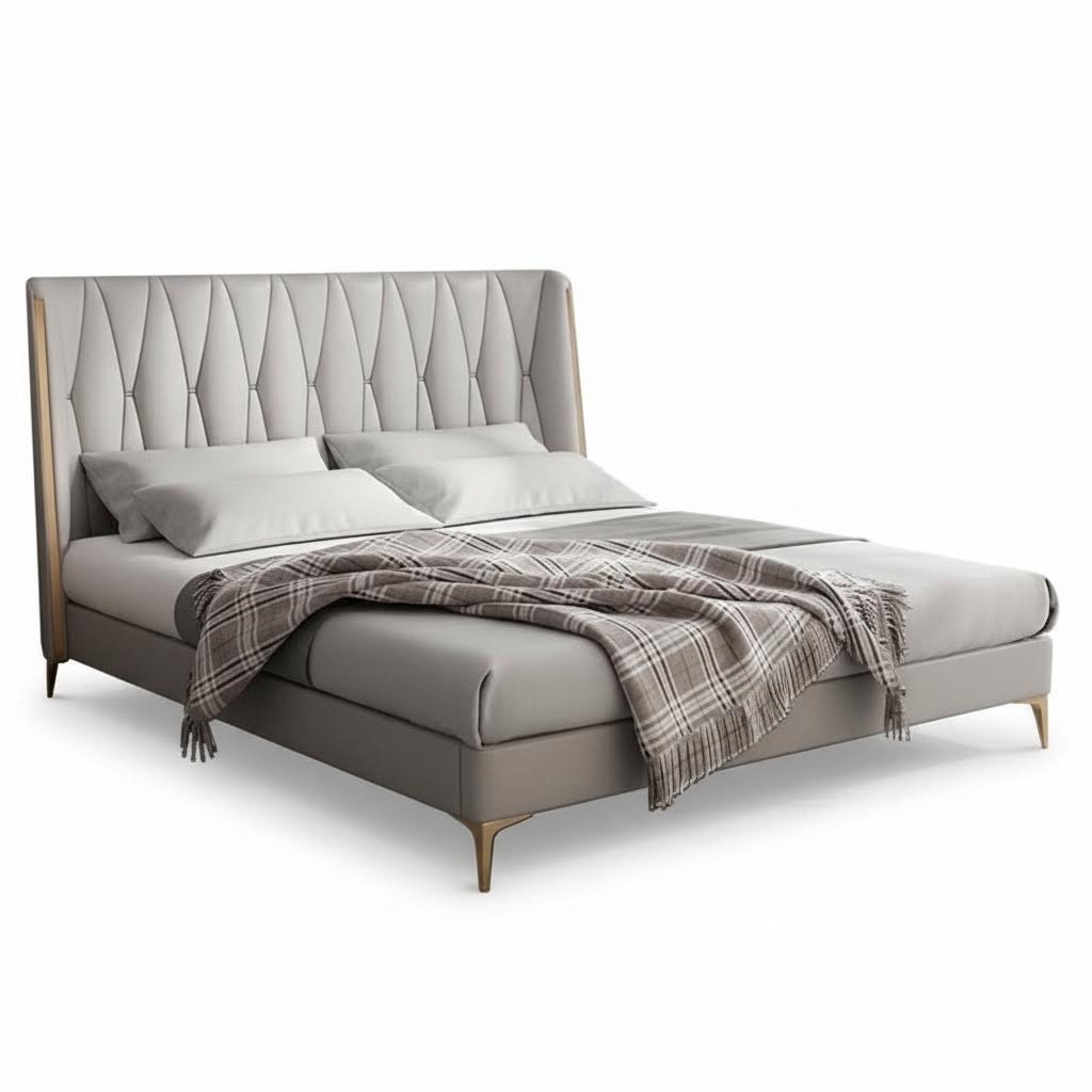 Bett Grau Schwarz Designer Jugendliche Luxus Komplett Doppelbett Hotel Neu